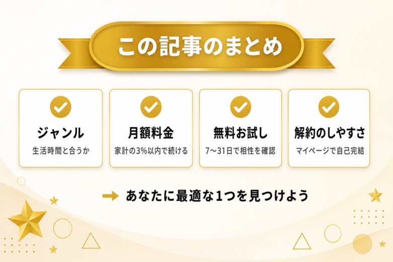自分に合ったおすすめのサブスクを見つけよう(4軸チェック)