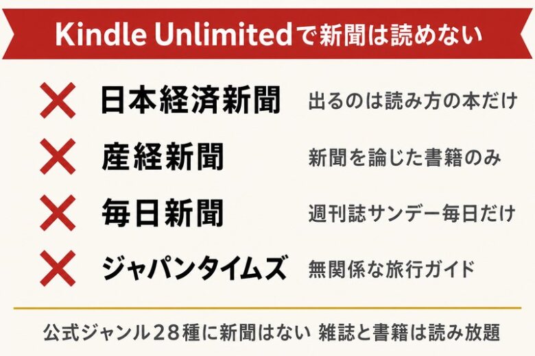 Kindle Unlimitedで新聞は読めない