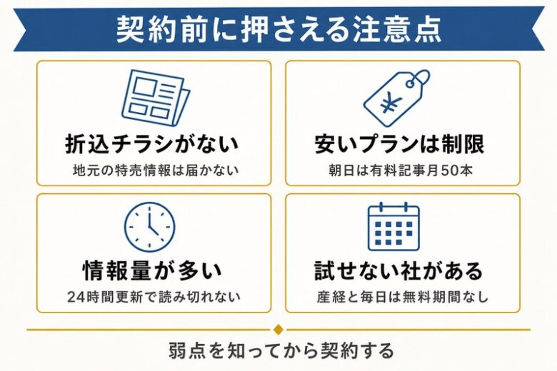 新聞電子版の注意点4つ